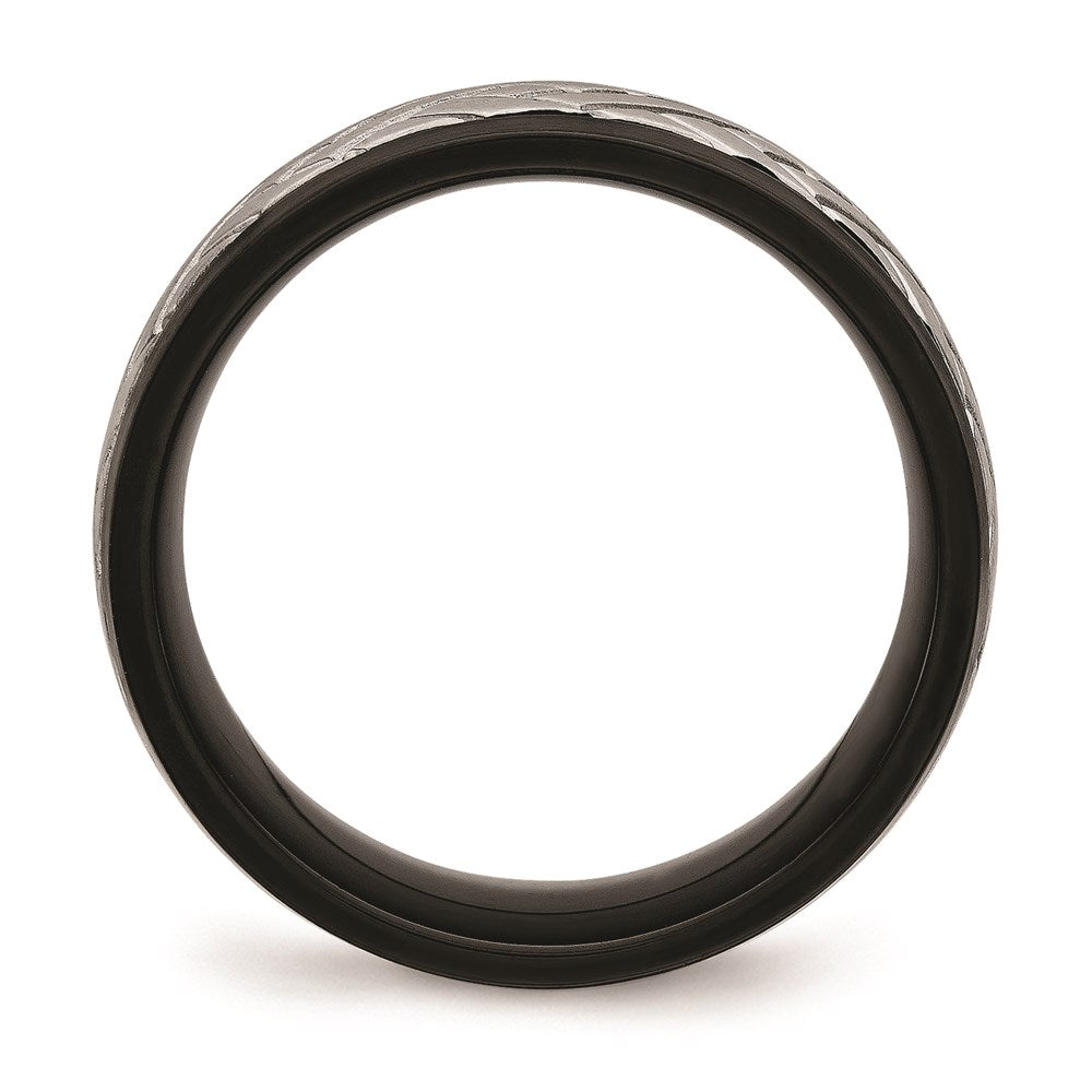 Unisex Fashion Jewelry, Chisel Brand Stainless Steel Brushed Black IP Grooved Ring