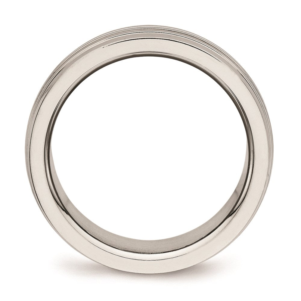 Unisex Fashion Jewelry, Chisel Brand Stainless Steel Polished Grooved Ring