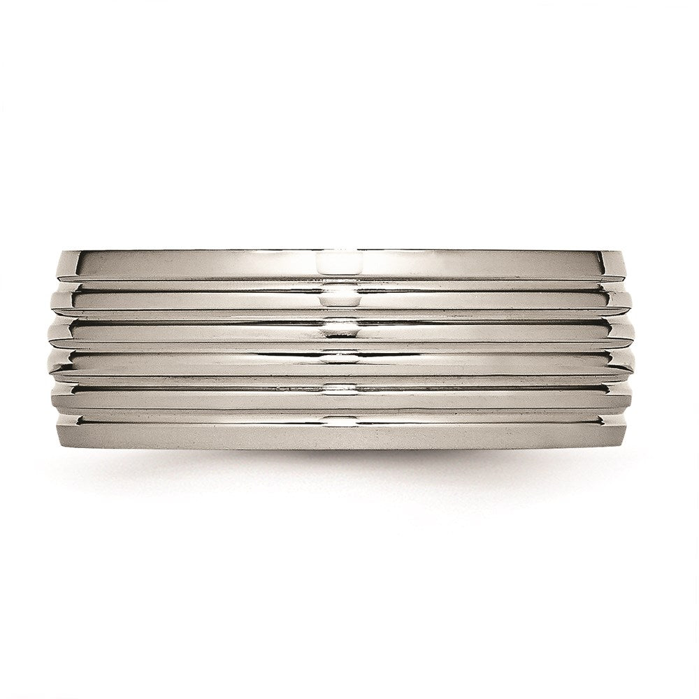 Unisex Fashion Jewelry, Chisel Brand Stainless Steel Polished Grooved Ring