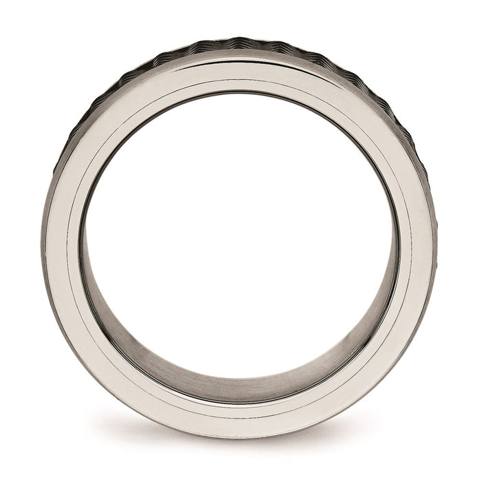 Unisex Fashion Jewelry, Chisel Brand Stainless Steel Brushed/Polished Black IP Textured Ring