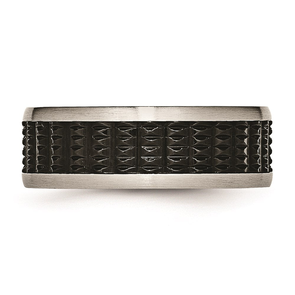 Unisex Fashion Jewelry, Chisel Brand Stainless Steel Brushed/Polished Black IP Textured Ring