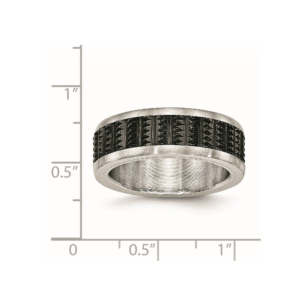 Unisex Fashion Jewelry, Chisel Brand Stainless Steel Brushed/Polished Black IP Textured Ring