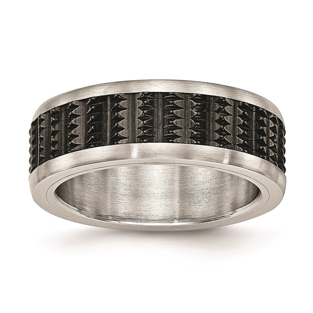 Unisex Fashion Jewelry, Chisel Brand Stainless Steel Brushed/Polished Black IP Textured Ring