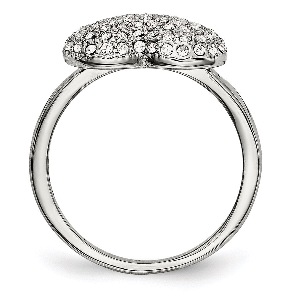 Women's Fashion Jewelry, Chisel Brand Stainless Steel Polished w/ Preciosa Crystal Heart Ring