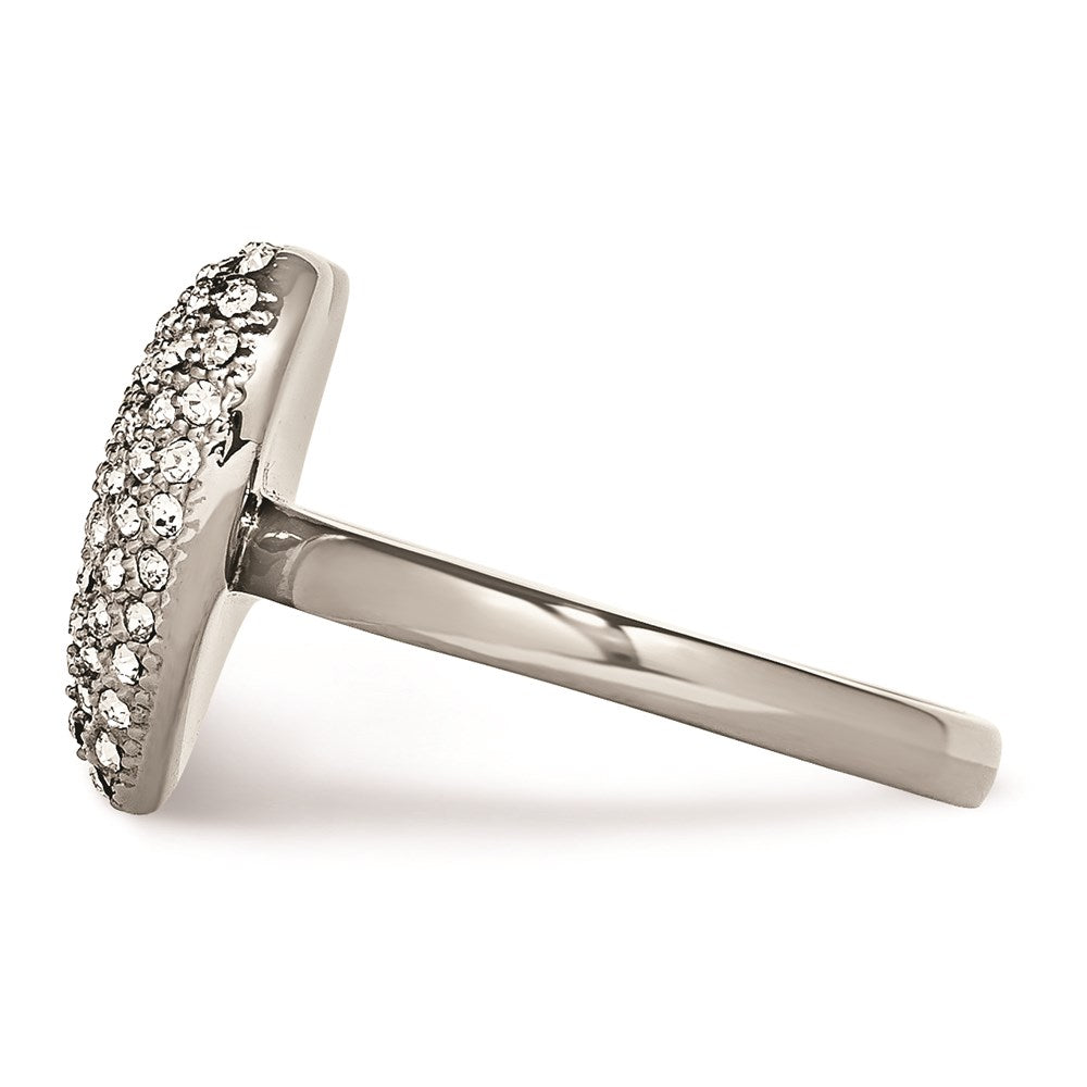 Women's Fashion Jewelry, Chisel Brand Stainless Steel Polished w/ Preciosa Crystal Heart Ring