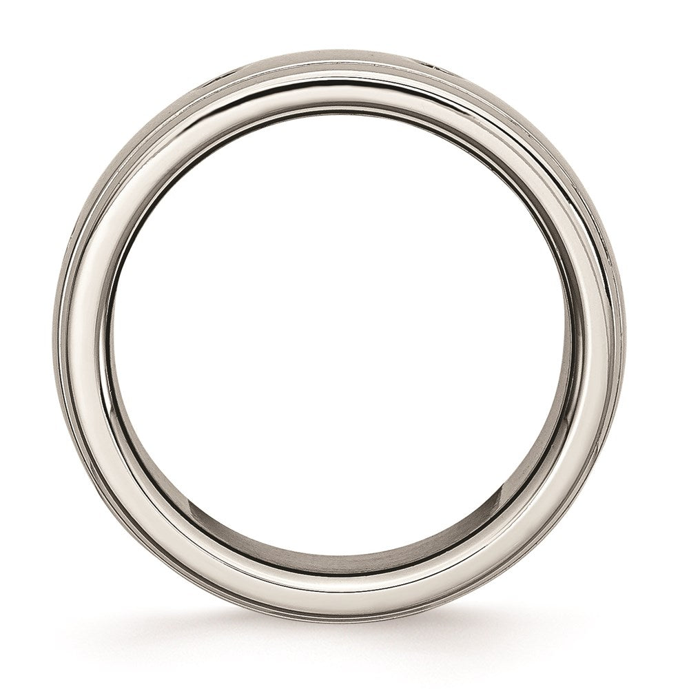 Unisex Fashion Jewelry, Chisel Brand Stainless Steel Polished Grooved Ring