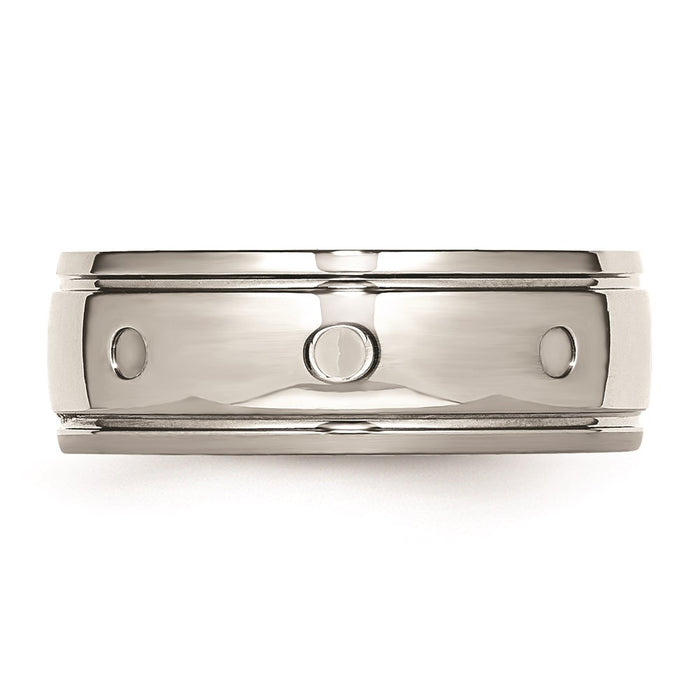 Unisex Fashion Jewelry, Chisel Brand Stainless Steel Polished Grooved Ring