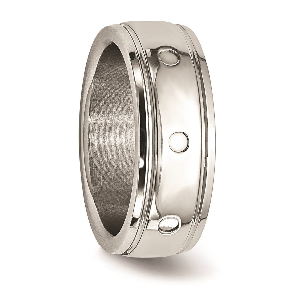 Unisex Fashion Jewelry, Chisel Brand Stainless Steel Polished Grooved Ring