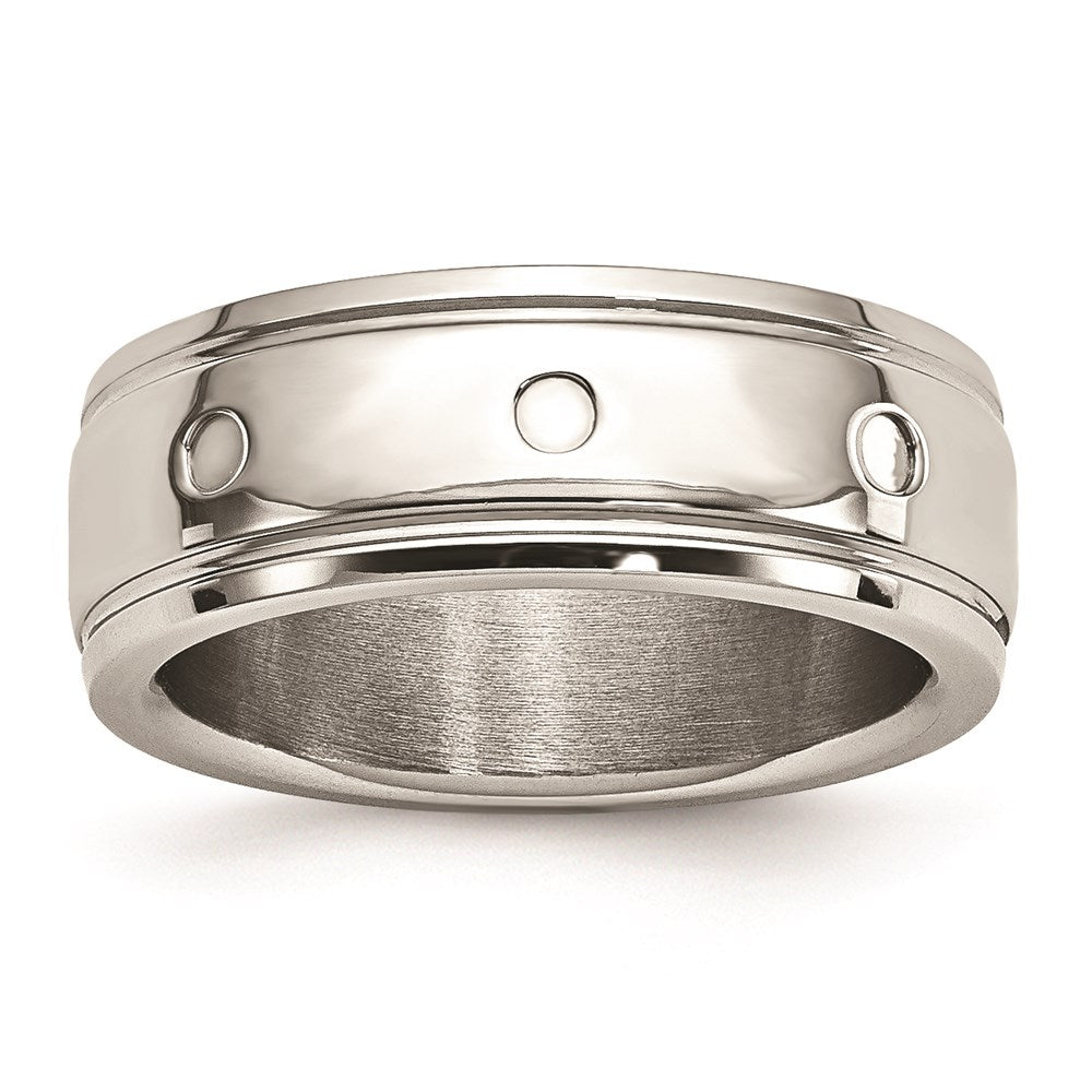 Unisex Fashion Jewelry, Chisel Brand Stainless Steel Polished Grooved Ring