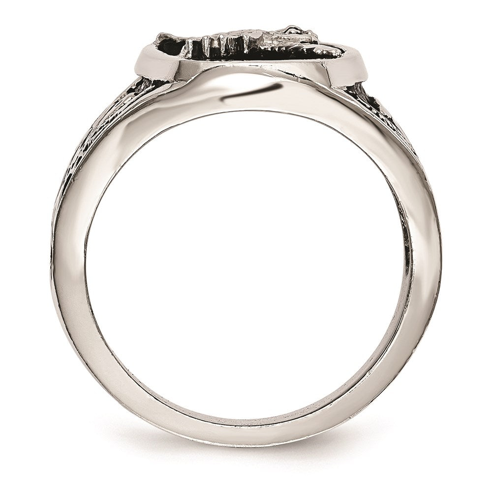 Men's Fashion Jewelry, Chisel Brand Stainless Steel Polished Enameled Eagle Ring