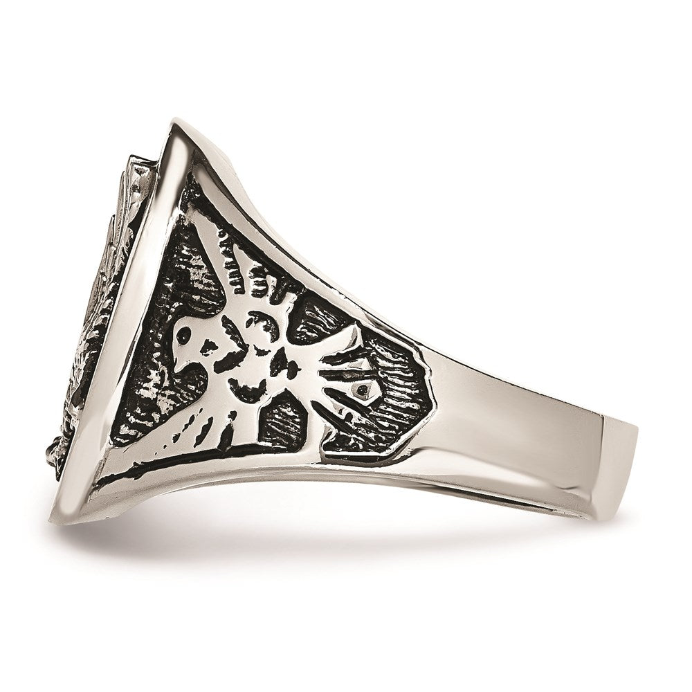 Men's Fashion Jewelry, Chisel Brand Stainless Steel Polished Enameled Eagle Ring
