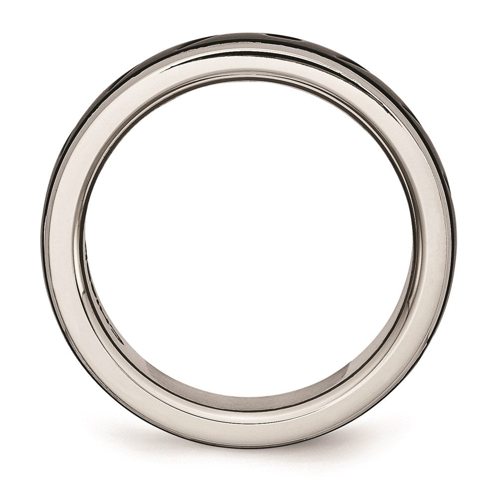 Unisex Fashion Jewelry, Chisel Brand Stainless Steel Polished Black IP Grooved Ring