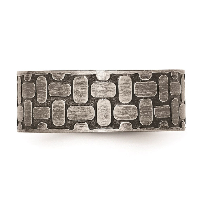Men's Fashion Jewelry, Chisel Brand Stainless Steel Brushed Antiqued Textured Ring