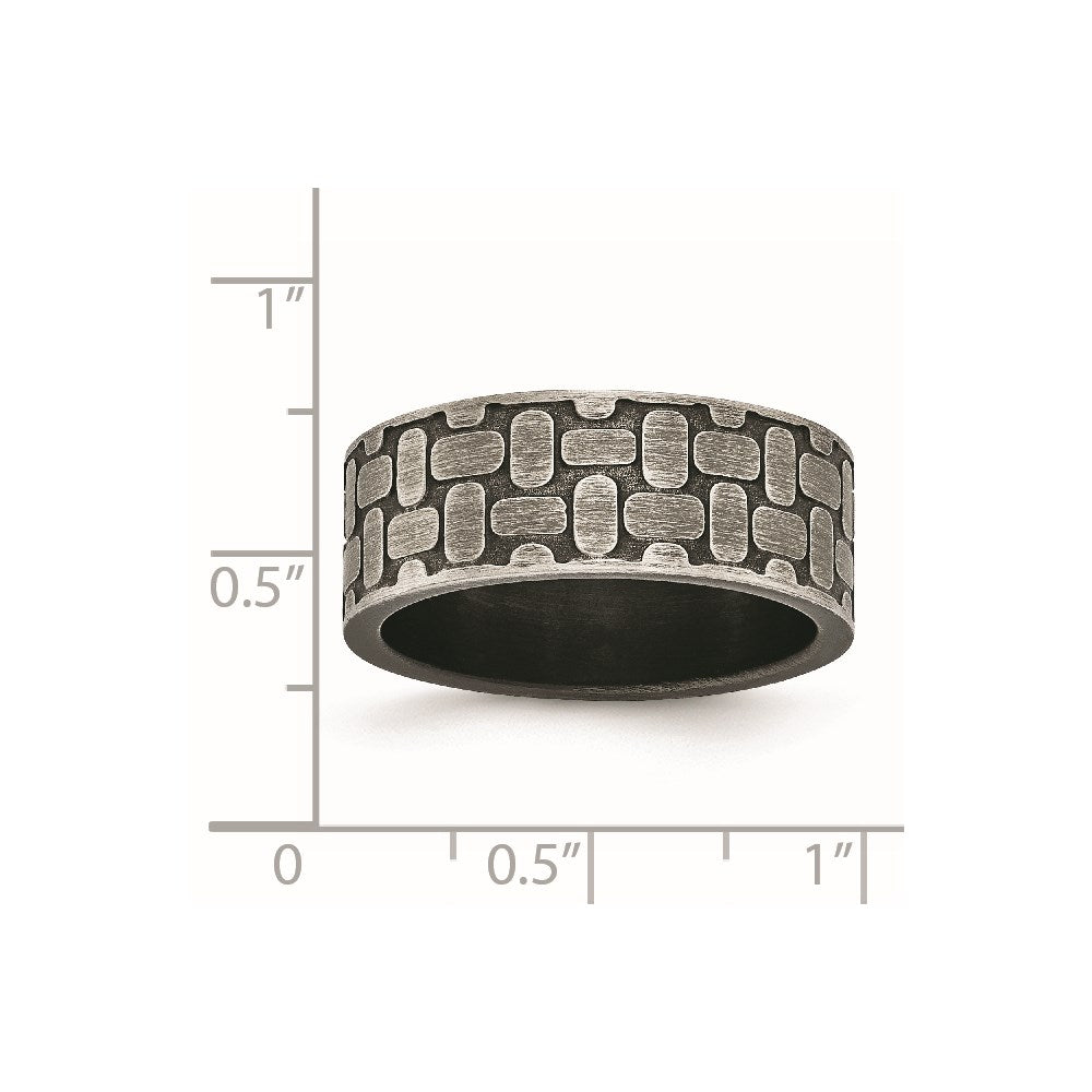 Men's Fashion Jewelry, Chisel Brand Stainless Steel Brushed Antiqued Textured Ring