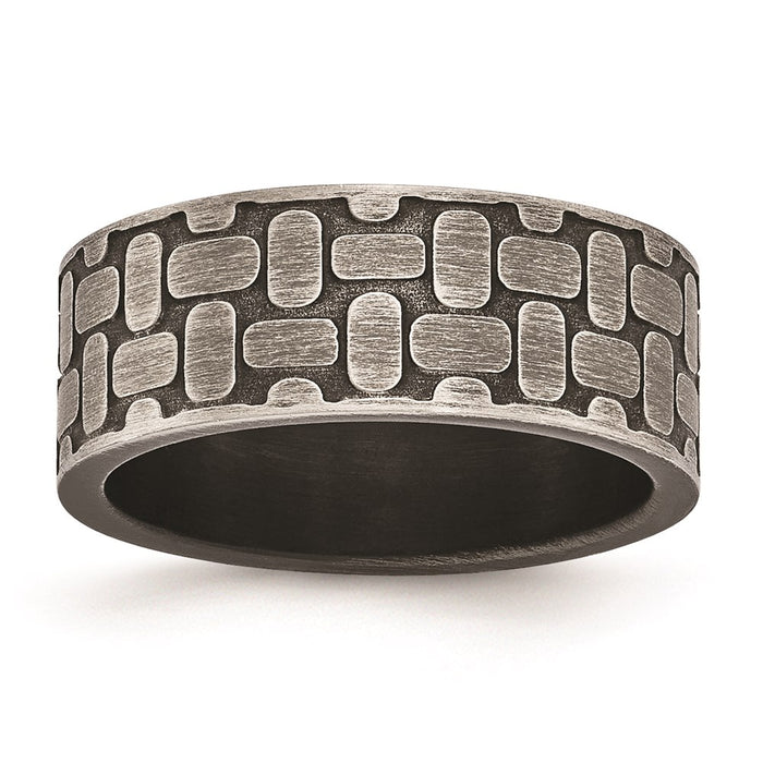 Men's Fashion Jewelry, Chisel Brand Stainless Steel Brushed Antiqued Textured Ring