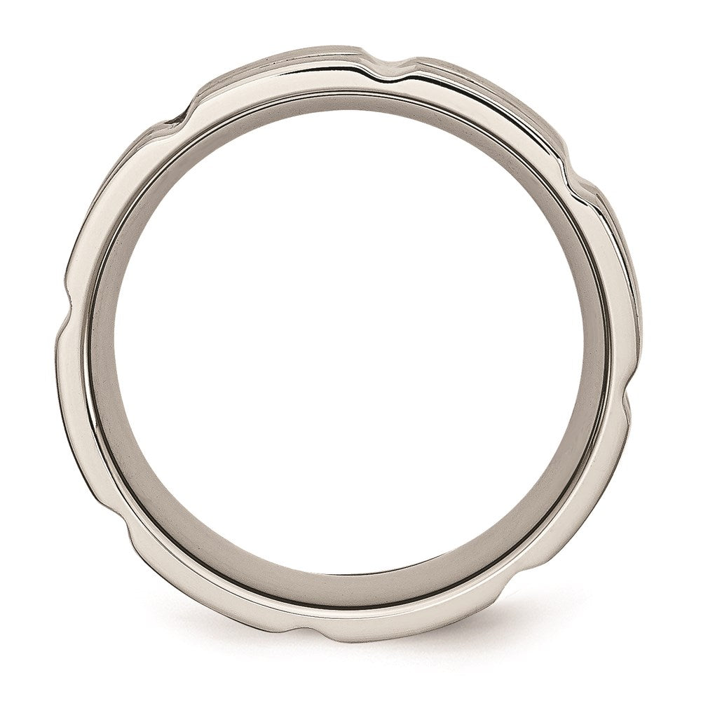 Unisex Fashion Jewelry, Chisel Brand Stainless Steel Brushed and Polished Grooved Ring