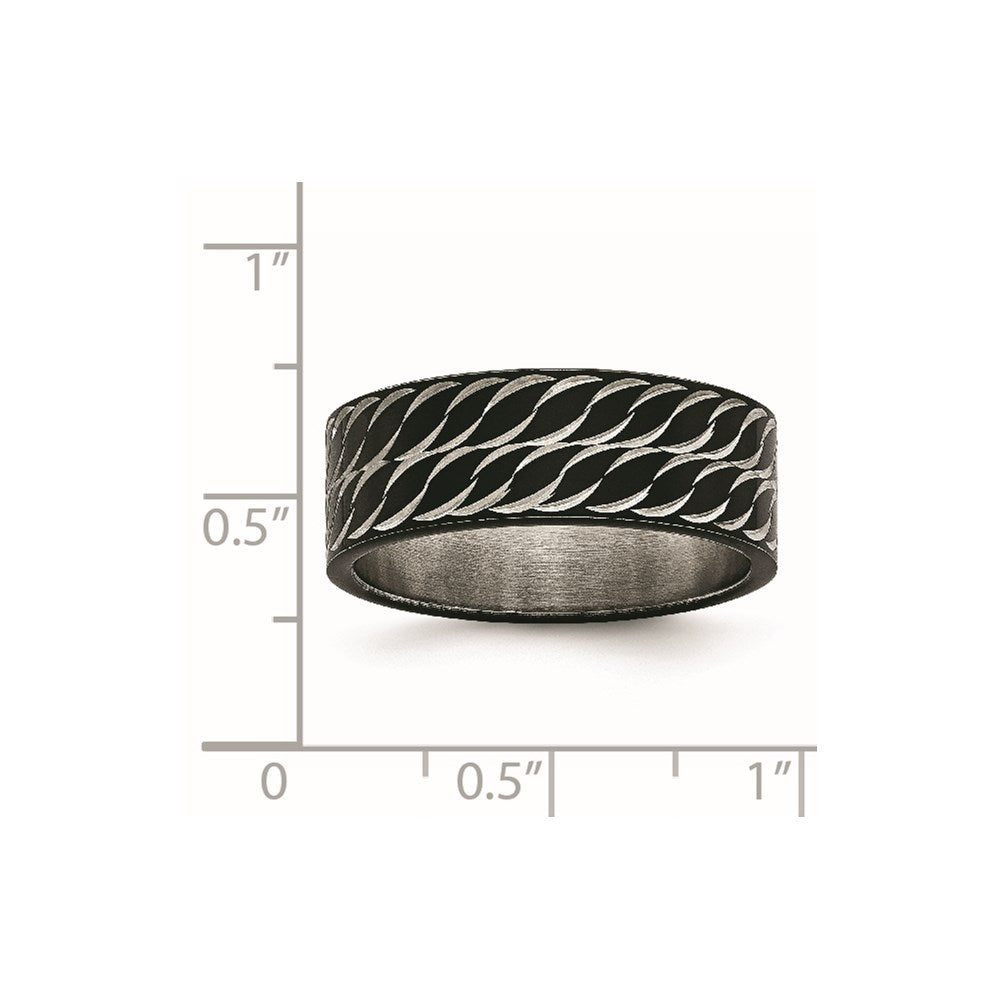 Unisex Fashion Jewelry, Chisel Brand Stainless Steel Polished Black IP Diamond-Cut Ring