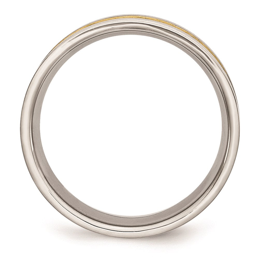 Men's Fashion Jewelry, Chisel Brand Stainless Steel Grooved Yellow IP-plated Mens 8mm Brushed Ring Band