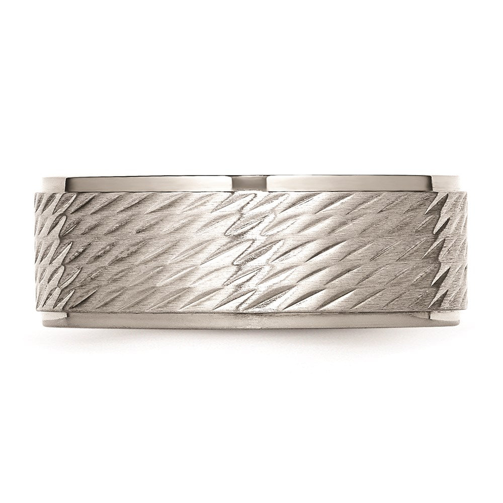 Men's Fashion Jewelry, Chisel Brand Stainless Steel Brushed and Polished Textured Ring Band