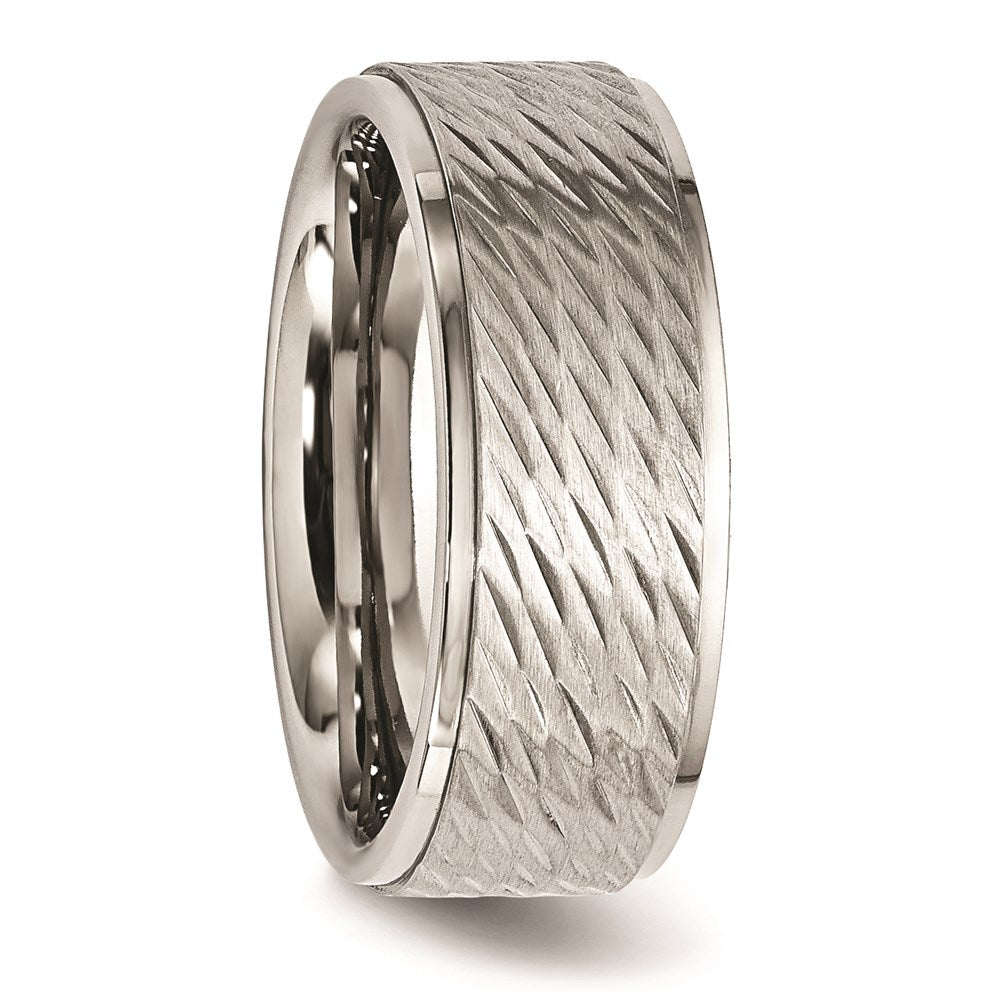 Men's Fashion Jewelry, Chisel Brand Stainless Steel Brushed and Polished Textured Ring Band