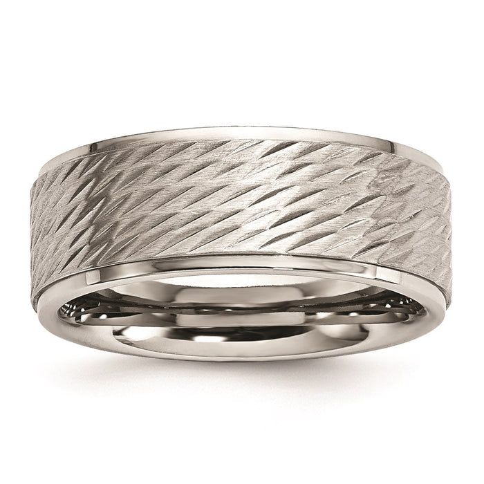 Men's Fashion Jewelry, Chisel Brand Stainless Steel Brushed and Polished Textured Ring Band