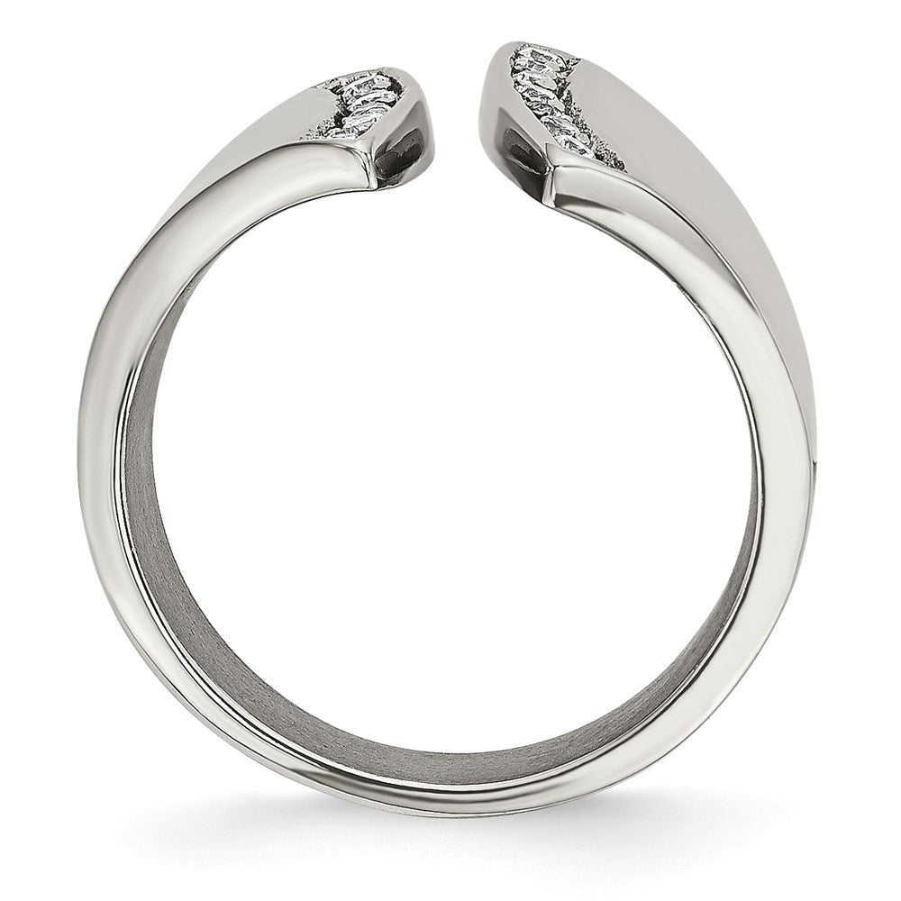 Women's Fashion Jewelry, Chisel Brand Stainless Steel Polished CZ Ring