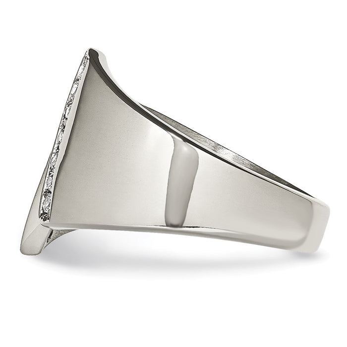 Women's Fashion Jewelry, Chisel Brand Stainless Steel Polished CZ Ring