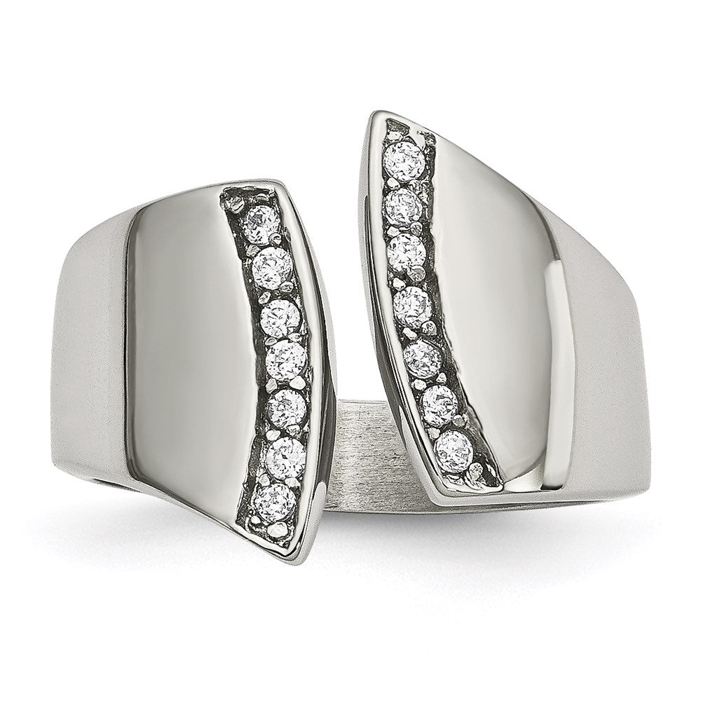Women's Fashion Jewelry, Chisel Brand Stainless Steel Polished CZ Ring