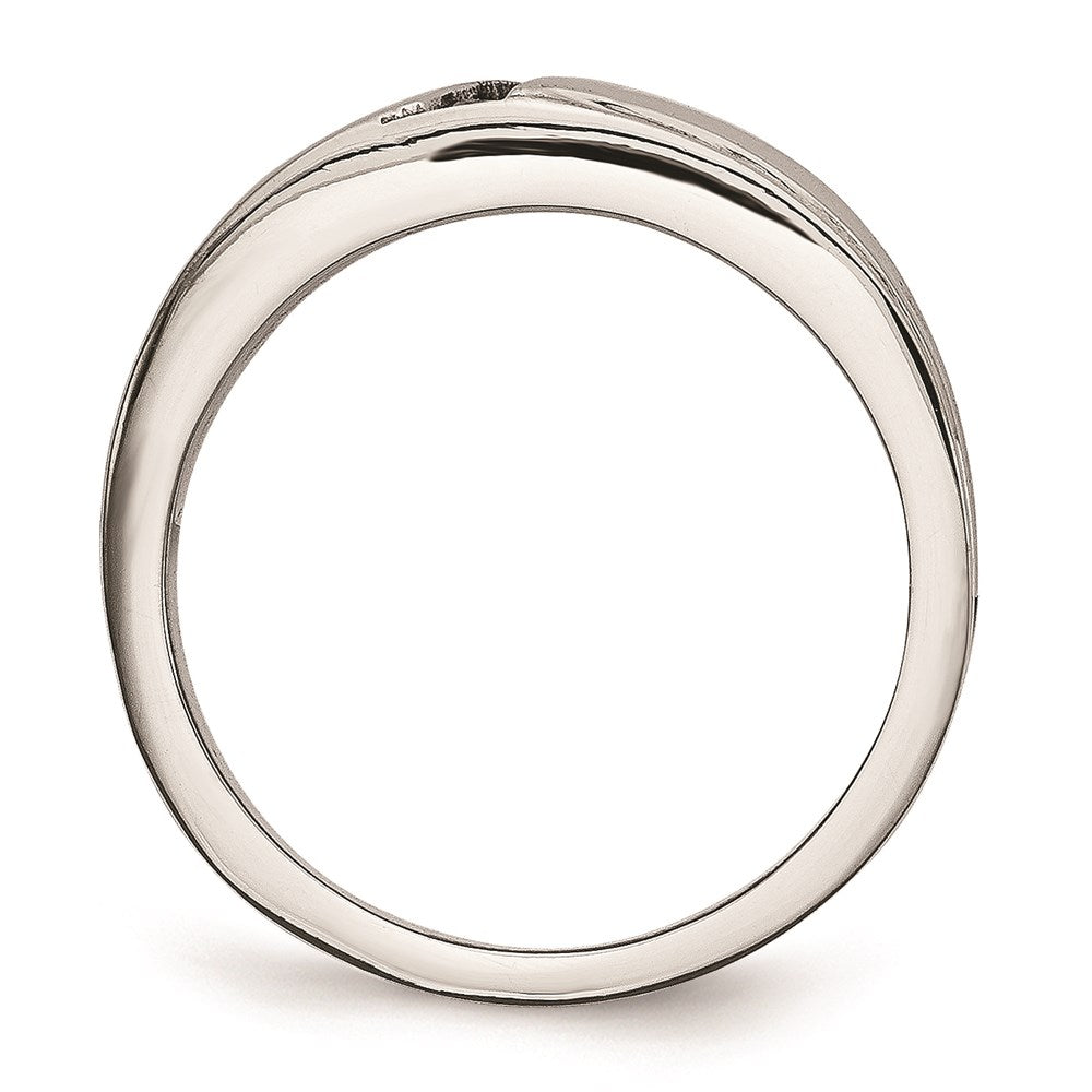 Unisex Fashion Jewelry, Chisel Brand Stainless Steel Polished with CZ Ring