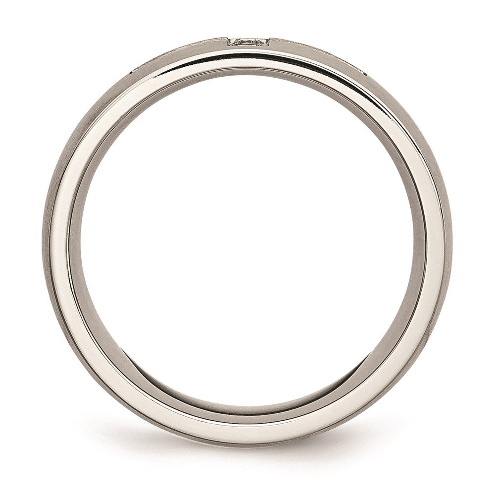 Unisex Fashion Jewelry, Chisel Brand Stainless Steel Brushed CZ Cross Ring