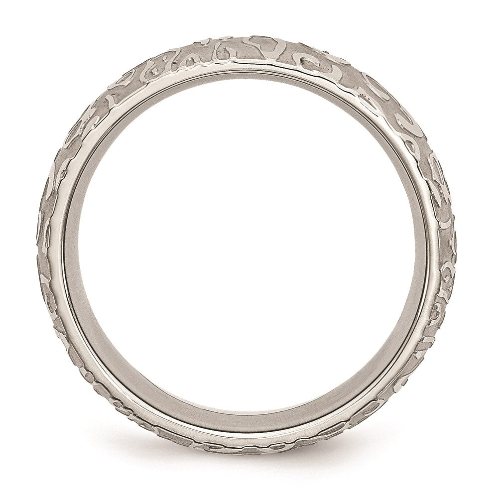 Unisex Fashion Jewelry, Chisel Brand Stainless Steel Brushed & Polished Textured 8mm Ring Band