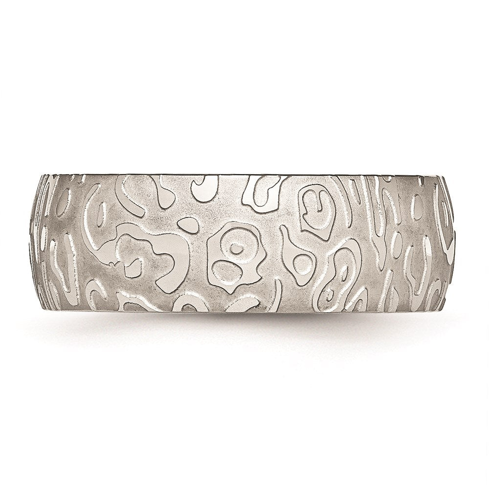 Unisex Fashion Jewelry, Chisel Brand Stainless Steel Brushed & Polished Textured 8mm Ring Band
