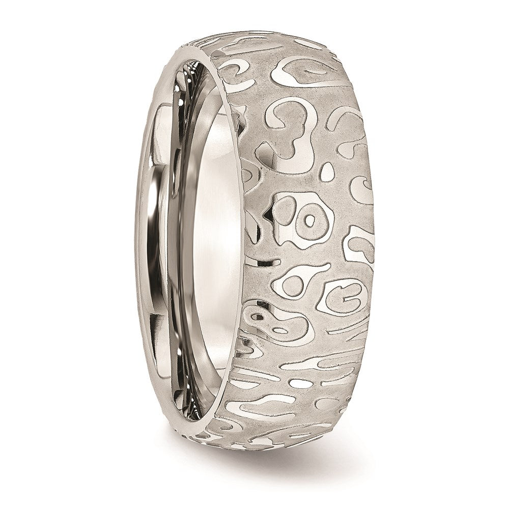 Unisex Fashion Jewelry, Chisel Brand Stainless Steel Brushed & Polished Textured 8mm Ring Band