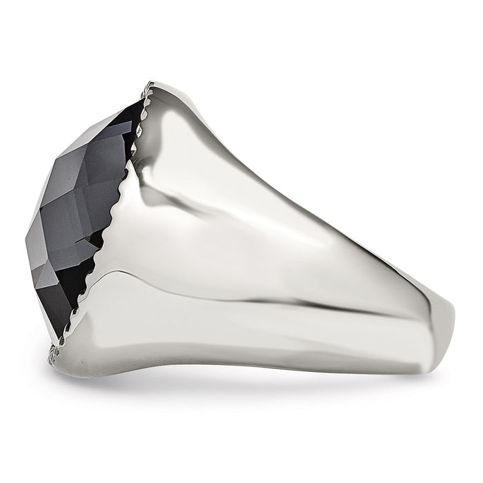 Women's Fashion Jewelry, Chisel Brand Stainless Steel Polished Grey Glass Ring