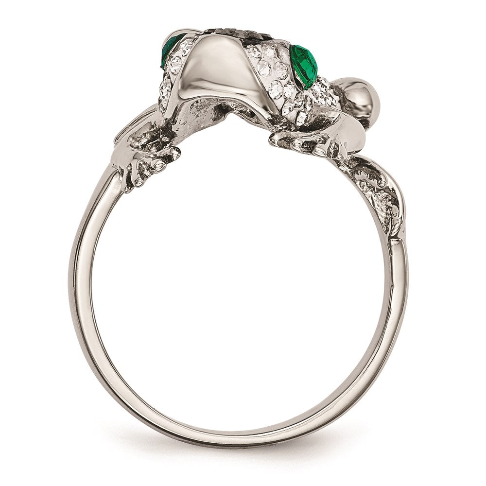 Women's Fashion Jewelry, Chisel Brand Stainless Steel Polished with Crystal Frog Ring