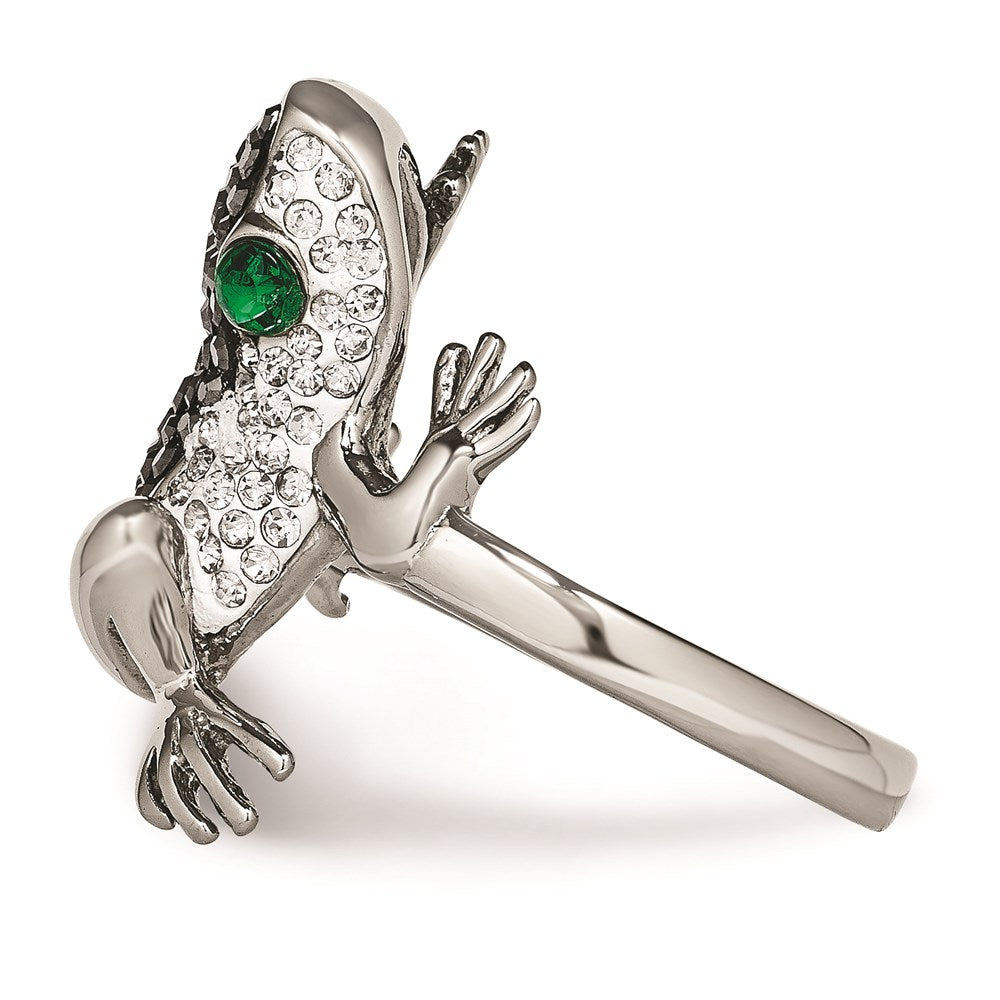 Women's Fashion Jewelry, Chisel Brand Stainless Steel Polished with Crystal Frog Ring