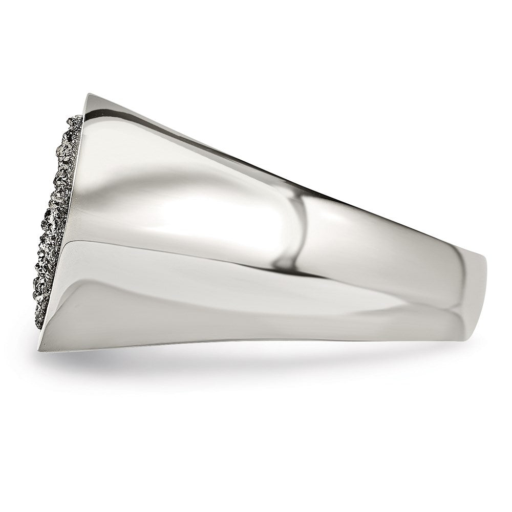 Women's Fashion Jewelry, Chisel Brand Stainless Steel Polished with Silver Druzy Ring