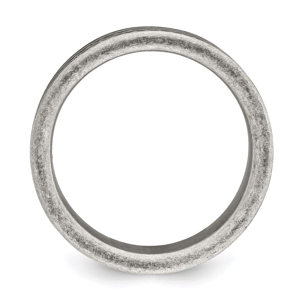 Unisex Fashion Jewelry, Chisel Brand Stainless Steel Antiqued Gun Metal IP-plated Beaded Ring Band