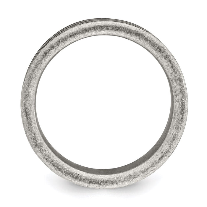 Unisex Fashion Jewelry, Chisel Brand Stainless Steel Antiqued Gun Metal IP-plated Beaded Ring Band