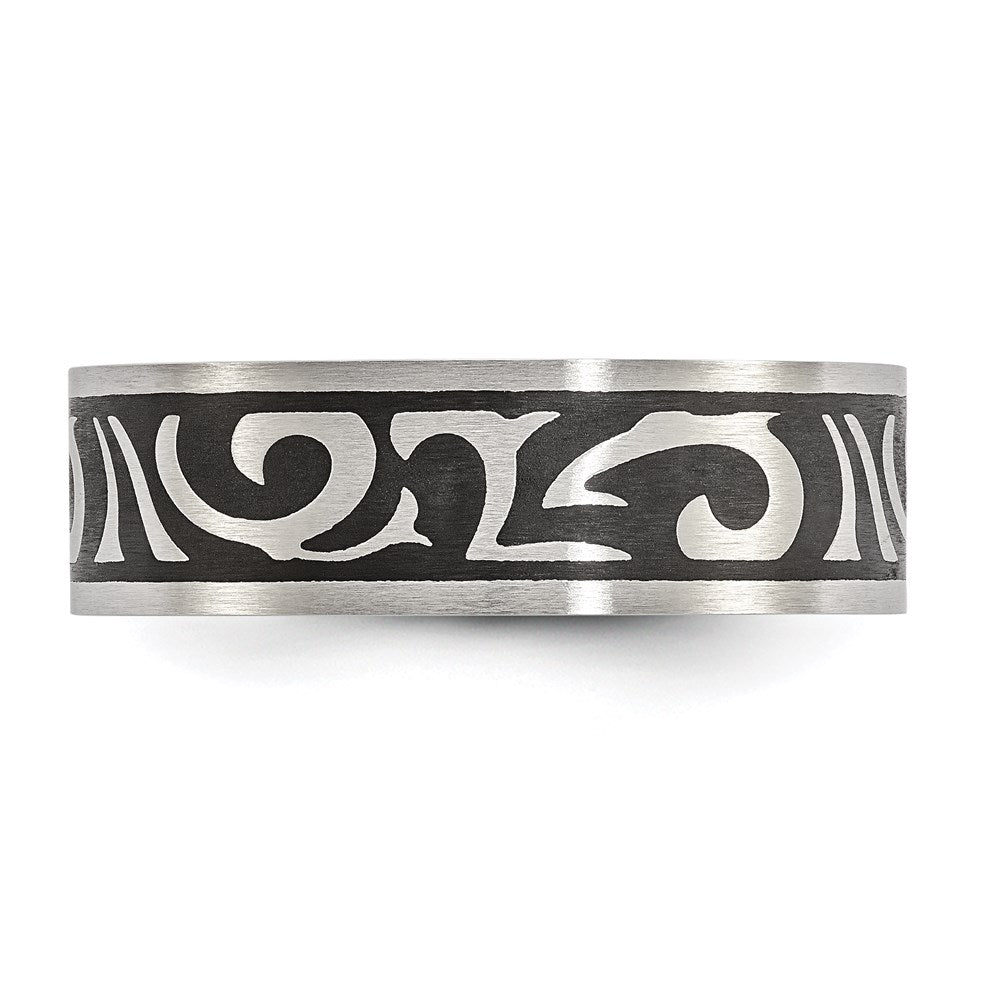 Women's Fashion Jewelry, Chisel Brand Stainless Steel Brushed Enameled Design Ring Band