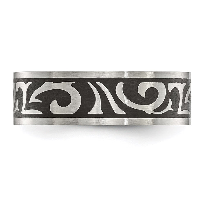 Women's Fashion Jewelry, Chisel Brand Stainless Steel Brushed Enameled Design Ring Band