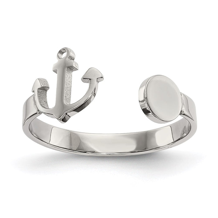 Women's Fashion Jewelry, Chisel Brand Stainless Steel Polished Adjustable Anchor Ring