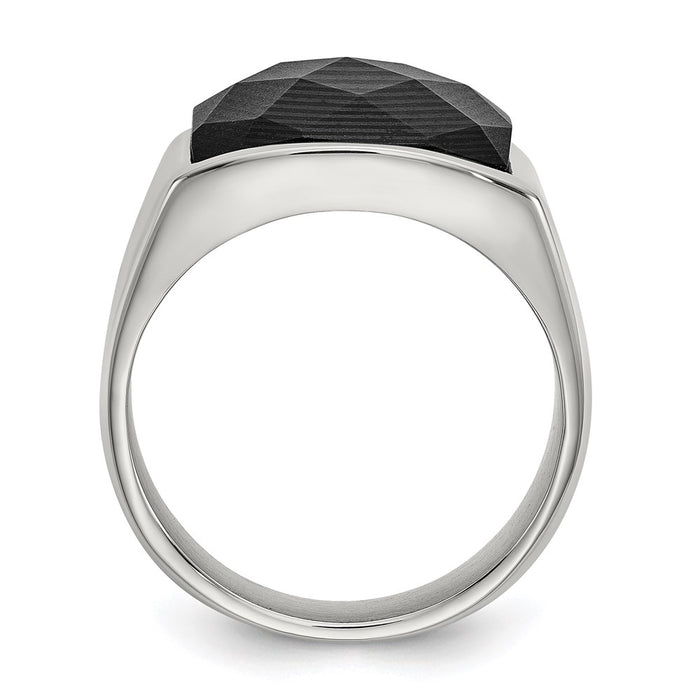 Men's Fashion Jewelry, Chisel Brand Stainless Steel Polished with Solid Black Carbon Fiber Ring