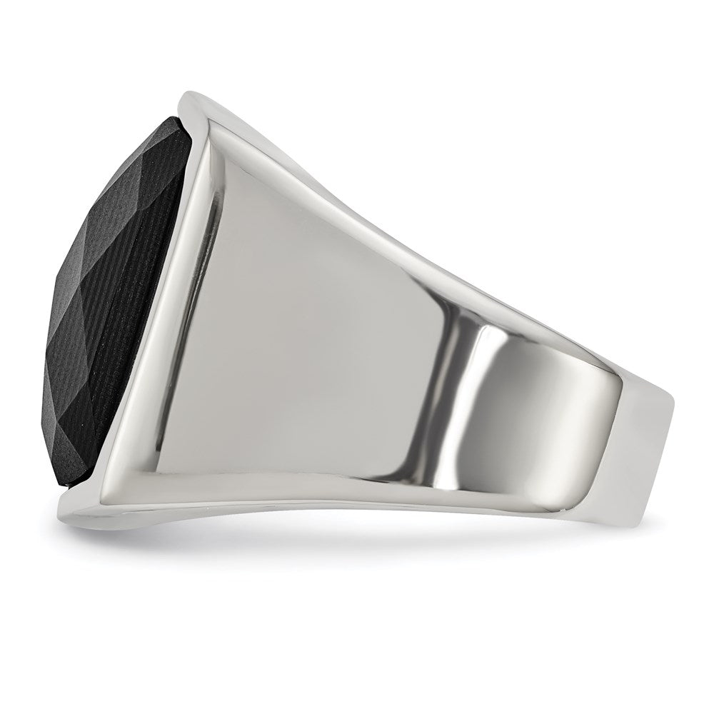 Men's Fashion Jewelry, Chisel Brand Stainless Steel Polished with Solid Black Carbon Fiber Ring