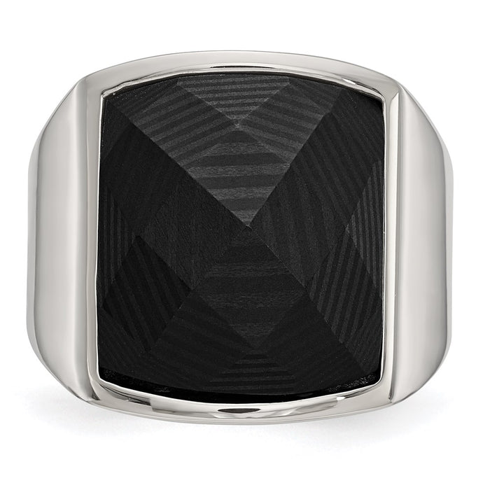 Men's Fashion Jewelry, Chisel Brand Stainless Steel Polished with Solid Black Carbon Fiber Ring