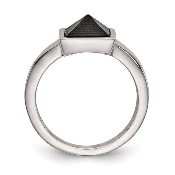 Men's Fashion Jewelry, Chisel Brand Stainless Steel Polished with Solid Black Carbon Fiber Geometric Ring