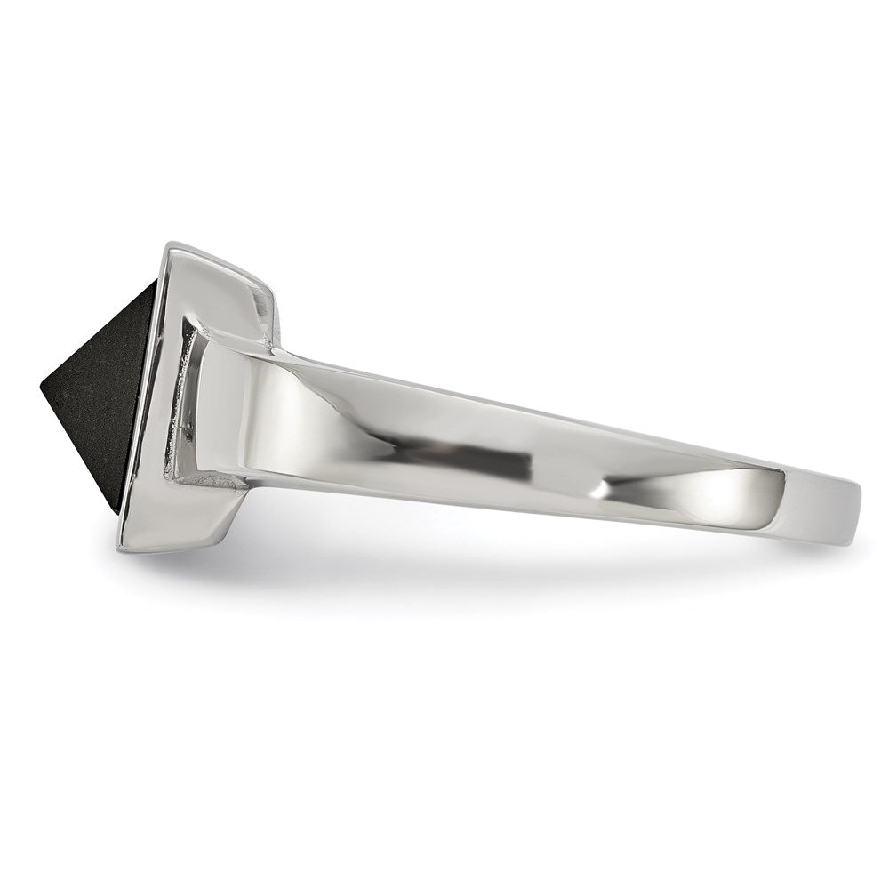 Men's Fashion Jewelry, Chisel Brand Stainless Steel Polished with Solid Black Carbon Fiber Geometric Ring