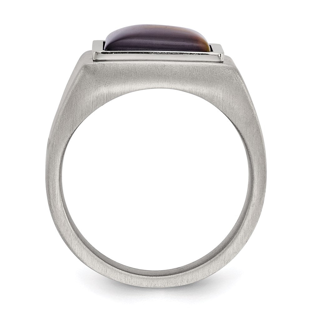 Men's Fashion Jewelry, Chisel Brand Stainless Steel Brushed and Polished Tiger's Eye Signet Ring