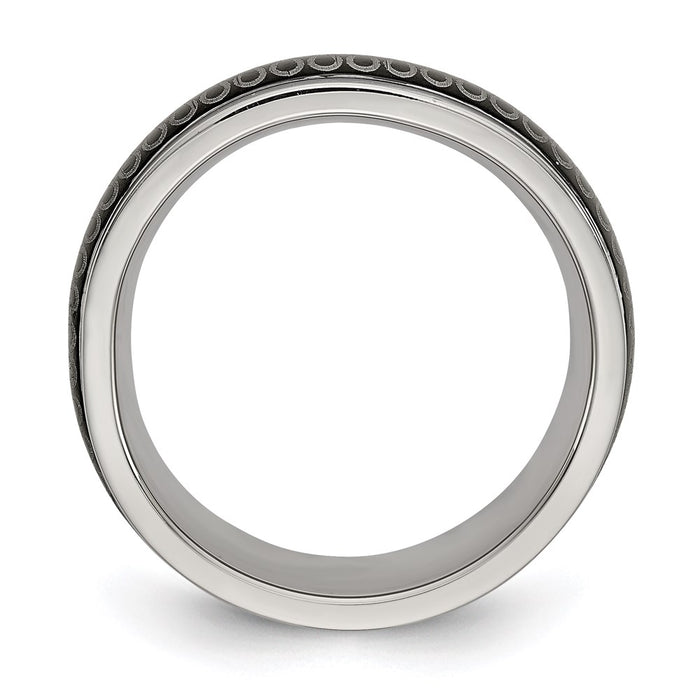 Unisex Fashion Jewelry, Chisel Brand Stainless Steel Polished Black IP-plated 7.80mm Ring Band
