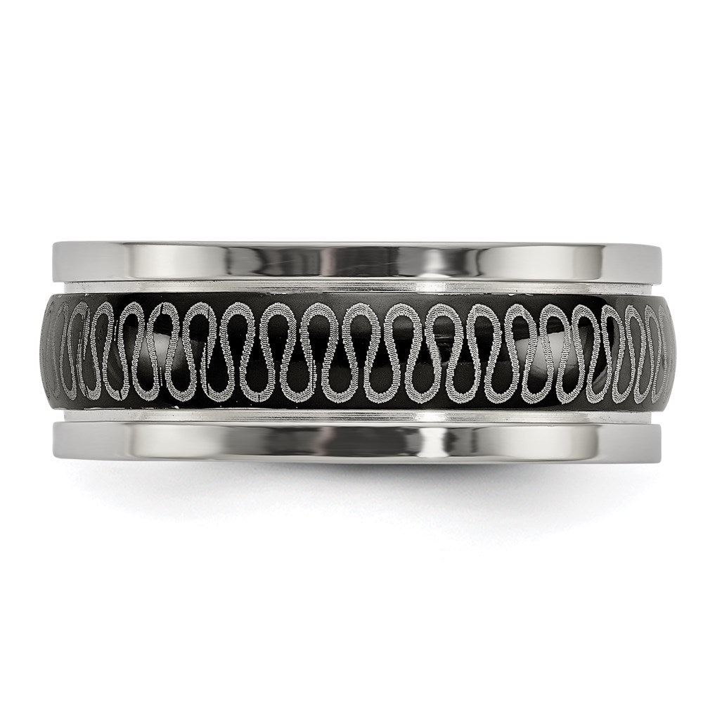 Unisex Fashion Jewelry, Chisel Brand Stainless Steel Polished Black IP-plated 7.80mm Ring Band